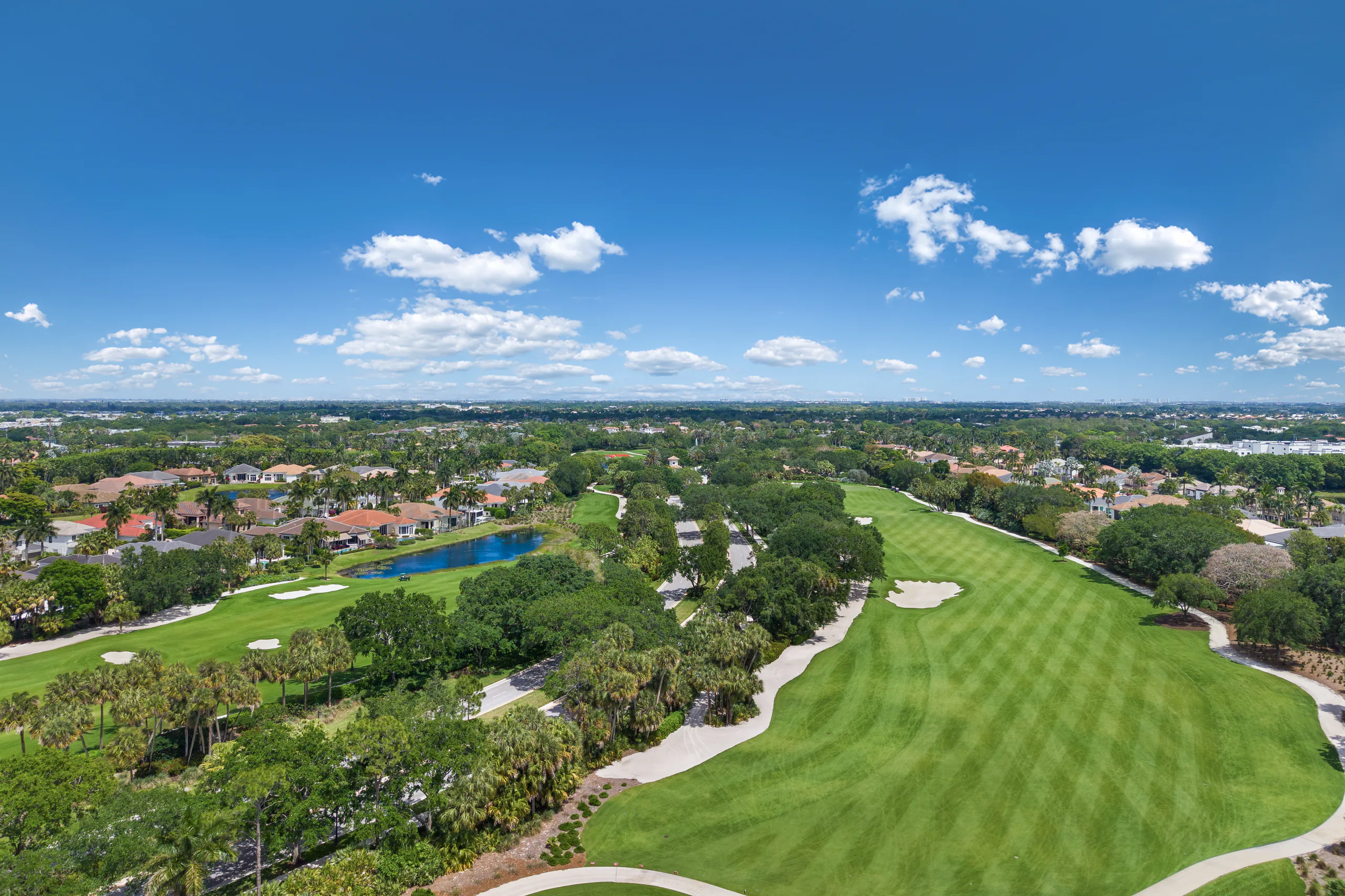 Irrigated club grounds seen from the air
